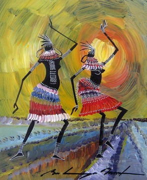 アフリカ人 Painting - 黒人ダンサーの装飾厚いペイントアフリカ